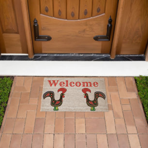 Coir Mat Outdoor Floor Mats Welcome Roosters