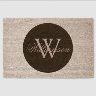 Coir MatName on Monogram on Dark Circle Fiber Doormat