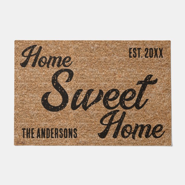 Coir Texture Home Sweet Home Personalized Doormat (Front)