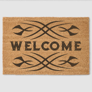 Coir welcome doormat with vintage tattoo art print fiber doormat