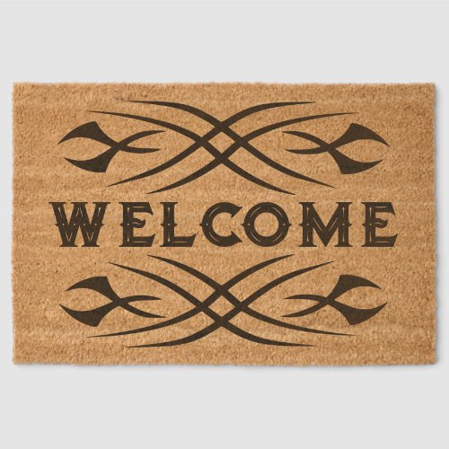 Coir welcome doormat with vintage tattoo art print fiber doormat