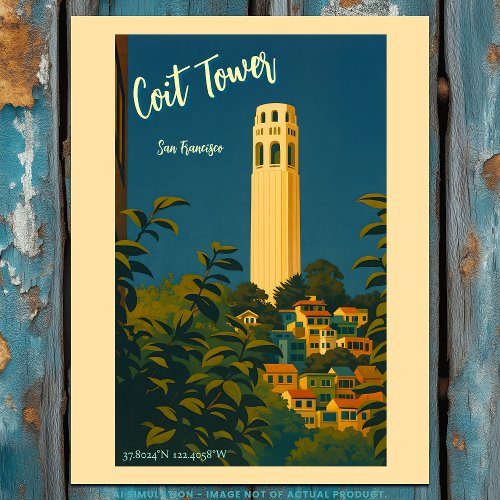 Coit Tower on Telegraph Hill, San Francisco Travel Postcard