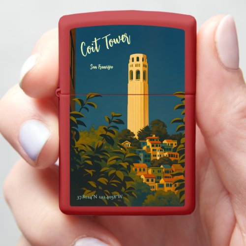 Coit Tower on Telegraph Hill, San Francisco Travel Zippo Lighter