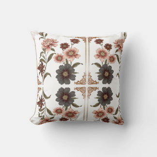 Cojín Botánico Acuarela – Flores Exóticas y Hojas Throw Pillow