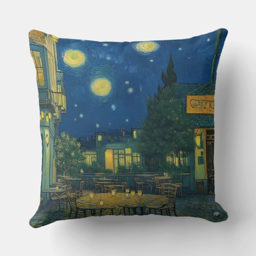 Cojn Caf en Noche Estrellano Tranquility Throw Pillow