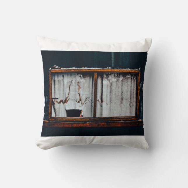 Cojín con decoración de ventana abandonada throw pillow (Front)
