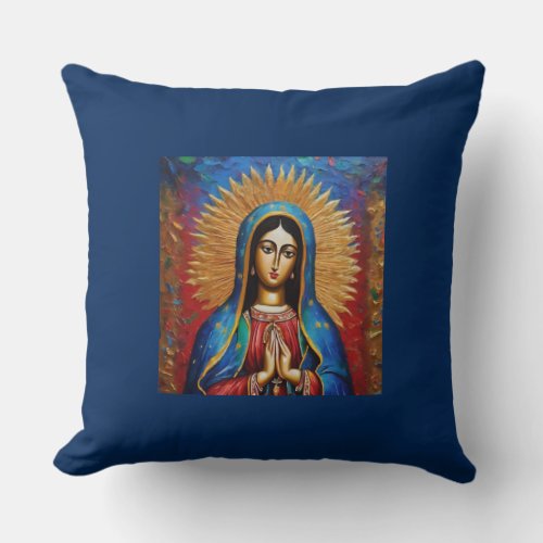 Cojin de la Virgen de Guadalupe Throw Pillow