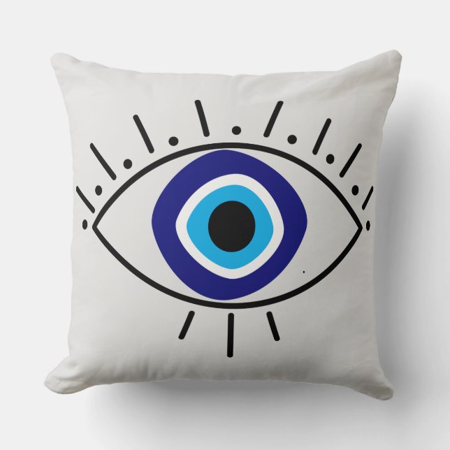 Cojín de ojo turco azul throw pillow (Front)