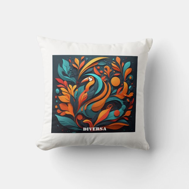 Cojín Decorativo con Arte Simbólico Biodiversidad Throw Pillow (Front)