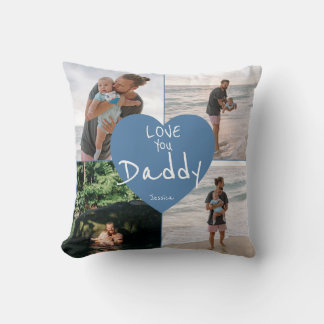 Cojín Love You Daddy with Personalized Photos Throw Pillow