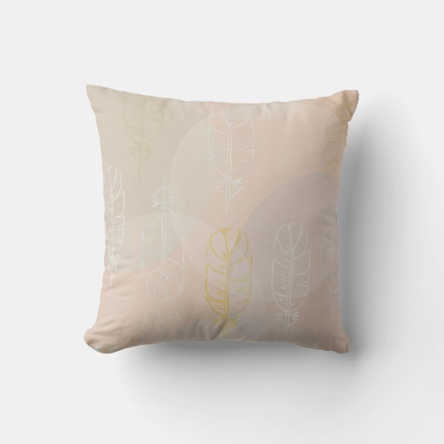 Cojin with design of feathers and circles. throw pillow (Front)