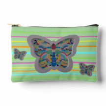 Col. Buterfly Mosaic Hor. Stripes Accessory Bag
