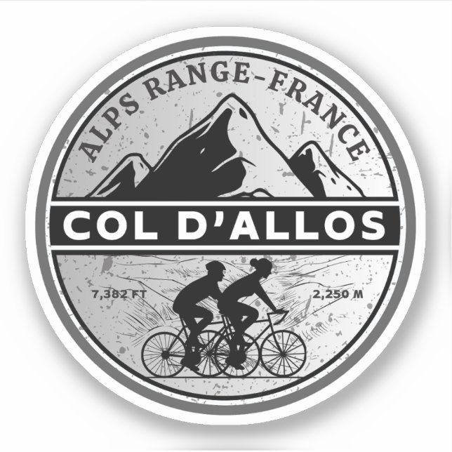 Col d'Allos, french Alpes bicycle tour Sticker (Front)