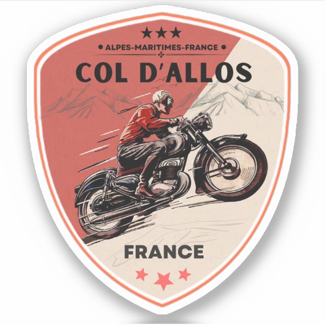 Col d'Allos, french Alpes motobike tour Sticker (Front)