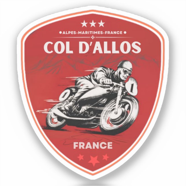 Col d'Allos, french Alpes motobike tour Sticker (Front)