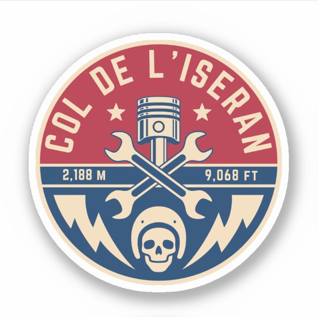  Col de l’Iseran french Alpes motobike tour Sticker (Front)