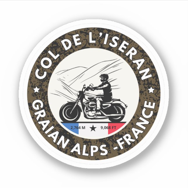  Col de l’Iseran french Alpes motobike tour Sticker (Front)