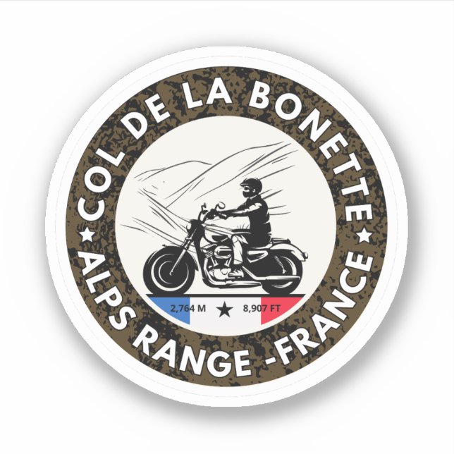 Col de la Bonette french Alpes motobike tour Sticker (Front)