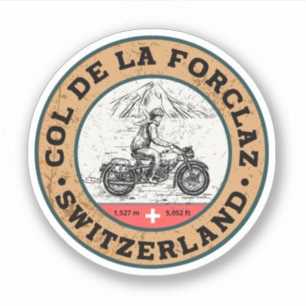 Col de la Forclaz swiss–alps motorcycle gifts Sticker