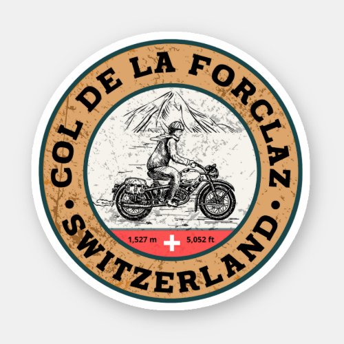  Col de la Forclaz swissalps motorcycle tour Sticker