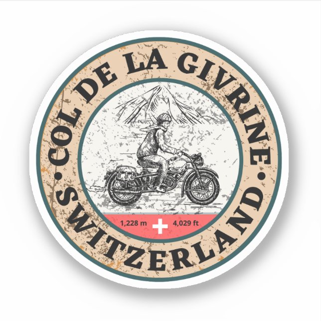 Col de la Givrine swiss–alps motorcycle Gifts Sticker (Front)