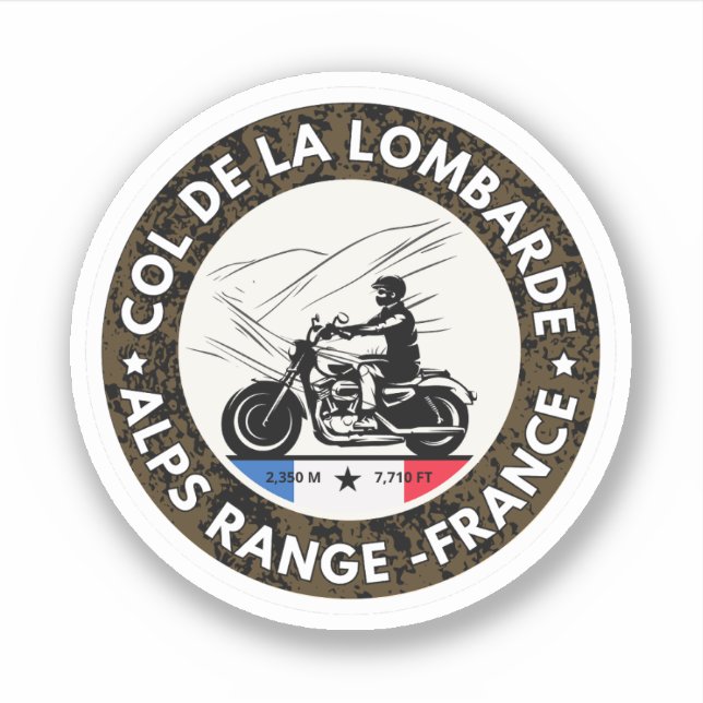 Col de la Lombarde french Alpes motobike tour gift Sticker (Front)