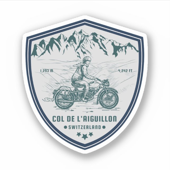  Col de l'Aiguillon swiss–alps motorcycle tour Sticker (Front)