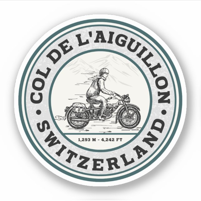  Col de l'Aiguillon swiss–alps motorcycle tour Sticker (Front)