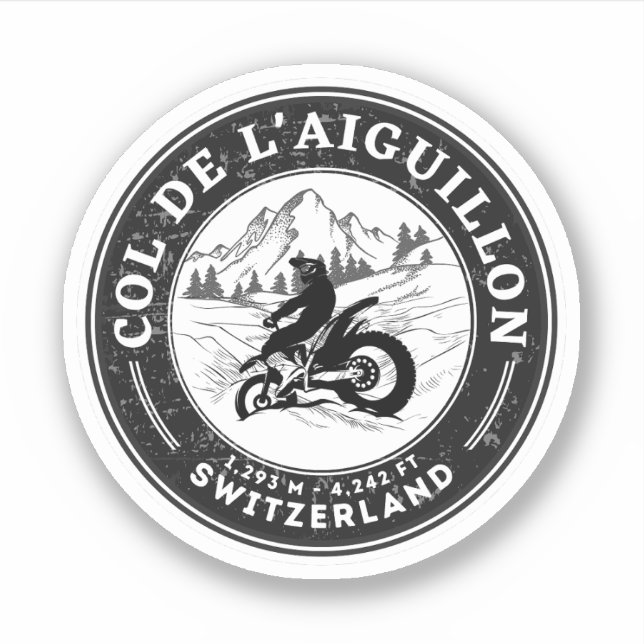  Col de l'Aiguillon swiss–alps motorcycle tour Sticker (Front)