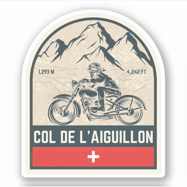  Col de l'Aiguillon swiss–alps motorcycle tour Sticker (Front)