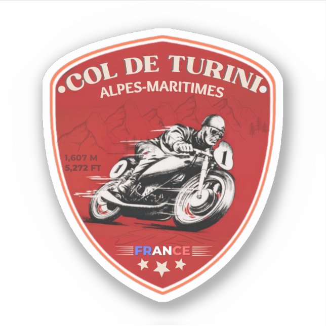  Col de turini,  Alpes Maritimes motorcycle sticke Sticker (Front)