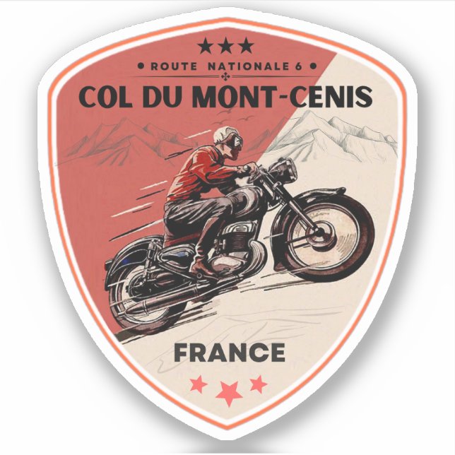 Col du Mont Cenis french massif Alpine motorcycle  Sticker (Front)