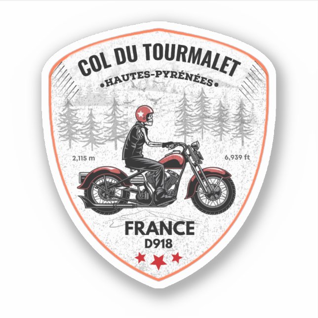 Col du Tourmalet-french mountain pass trip motobik Sticker (Front)