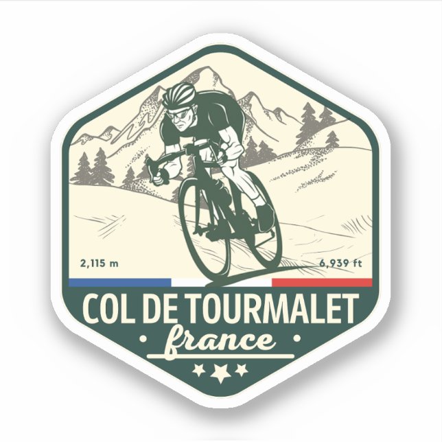 Col du Tourmalet-french mountain pass trip motobik Sticker (Front)