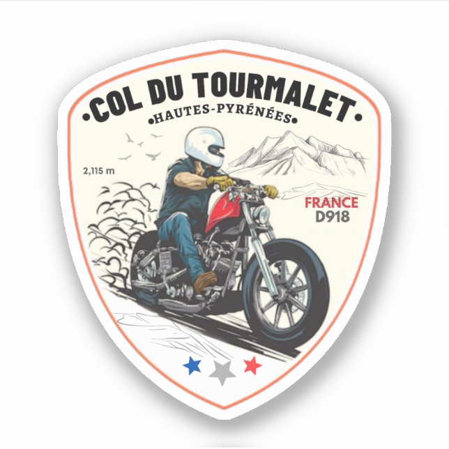 Col du Tourmalet-french mountain pass trip motobik Sticker (Front)