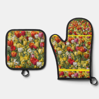 Col. Tulips & Daffodils Oven Mitt & Pot Holder Set