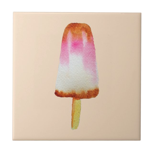 Cola popsicle cute Summertime watercolor art Ceramic Tile (Front)