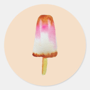 Cola popsicle cute Summertime watercolor art Classic Round Sticker