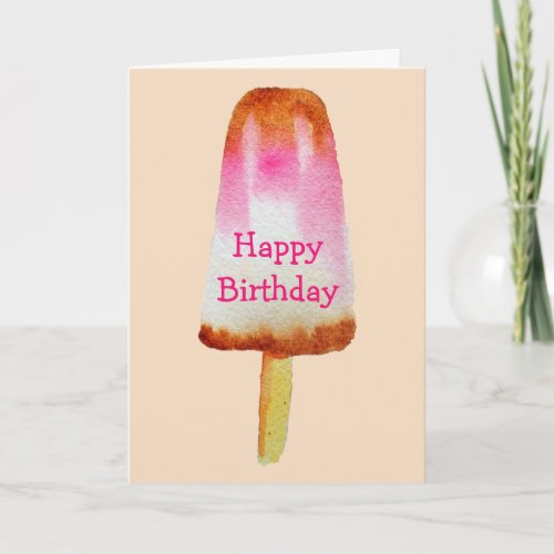 Cola popsicle cute Summertime watercolor birthday Card