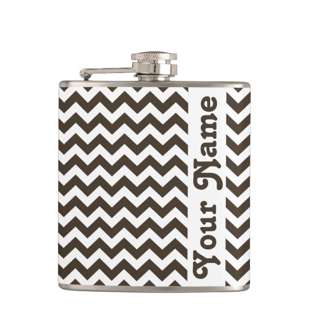 Cola Safari Chevron with customizable name Hip Flask (Front)