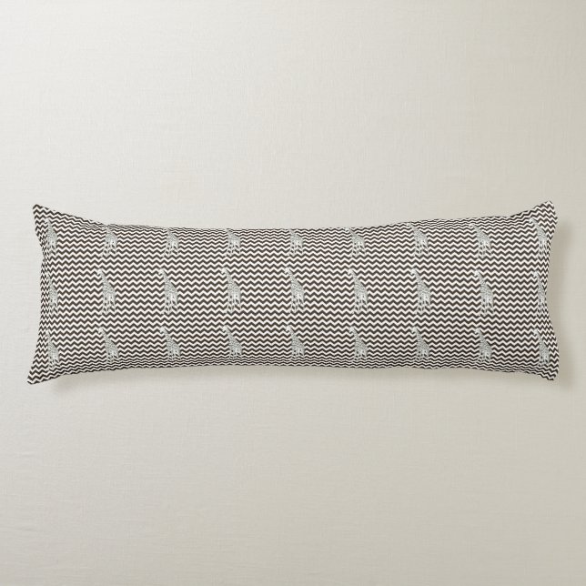 Cola Safari Chevron with Pop Art Giraffe Body Pillow (Front)