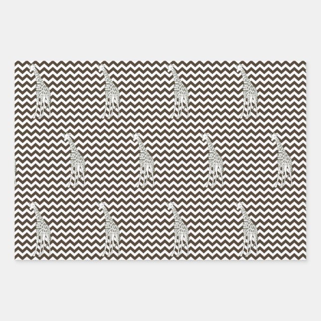 Cola Safari Chevron with Pop Art Giraffe Wrapping Paper Sheets (Front)