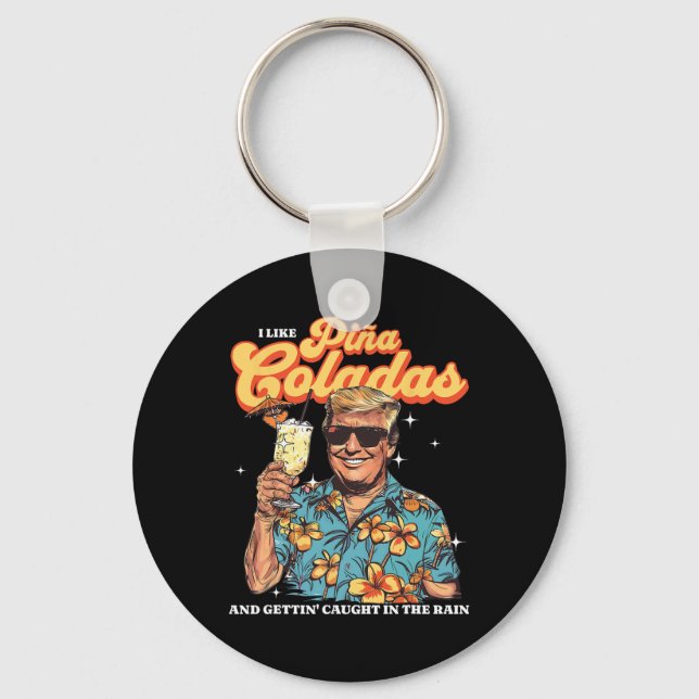 Coladas Donald Trump Summer Vacation Hawaii Beach  Keychain (Front)