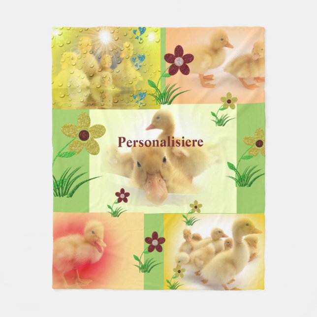 colage of cute ducks pictures  fleece blanket (Front)