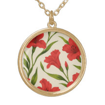 colar florais vermelha