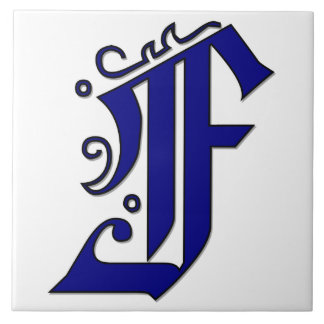 Colchester Letter F in Blue Monogram Tile
