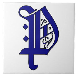 Colchester Letter P in Blue Monogram Tile