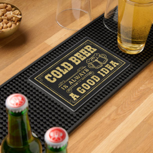 Cold Bear is always a good idea gold typography Bar Mat