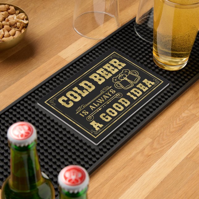 Cold Bear is always a good idea gold typography Bar Mat (Insitu (Bar 2))