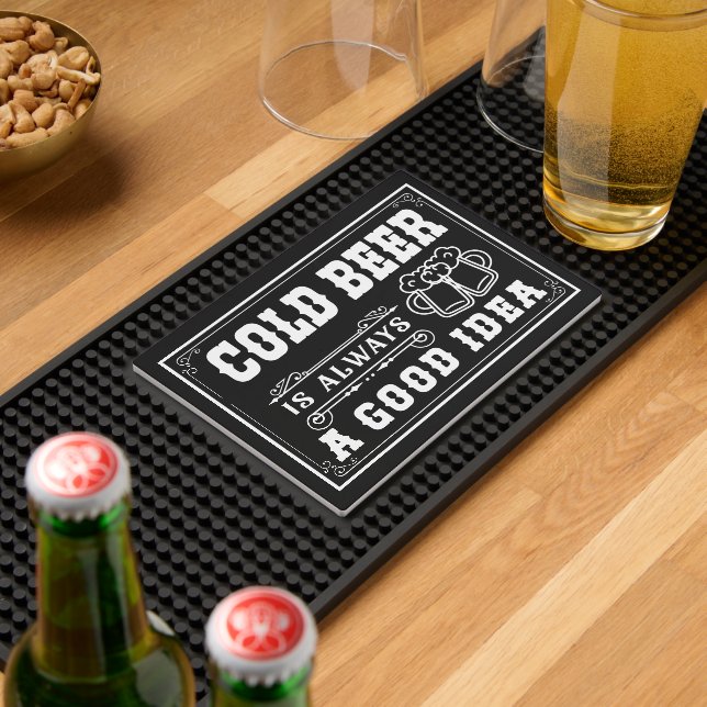 Cold Bear is always a good idea white typography Bar Mat (Insitu (Bar 2))
